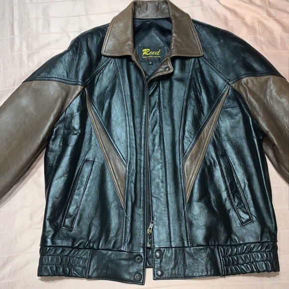 REED BLACK AND BROWN LEATHER JACKET - Picture 3 of 8